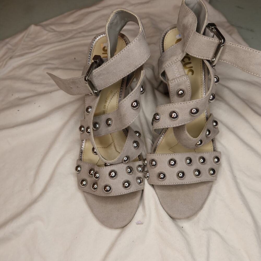 Circus by Sam Edelman OPHELIA Womens studded block heel sandals US 6.5 Gray y2k